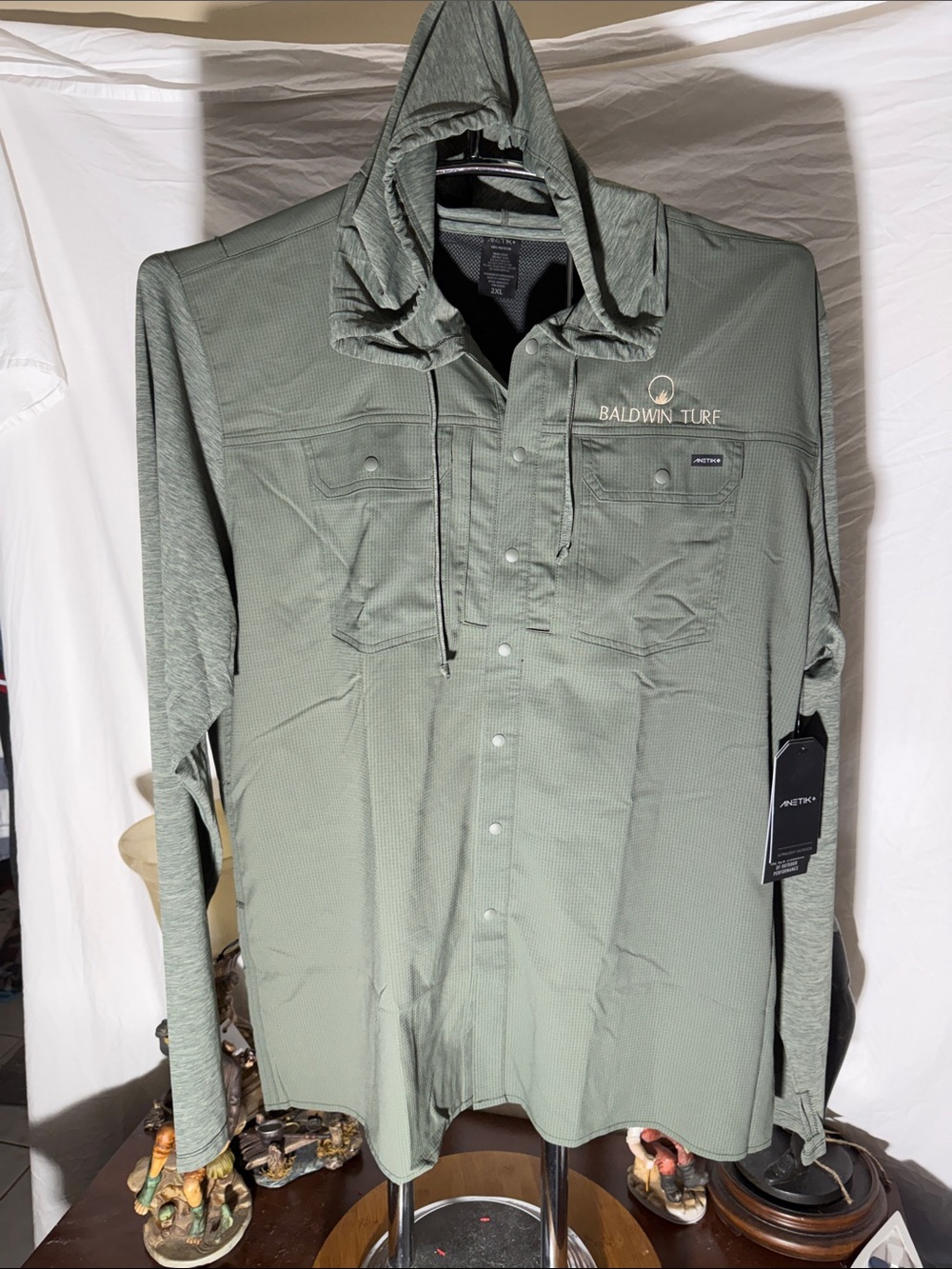 Baldwin Turf Olive Hooded Casual Button-Down Shirt